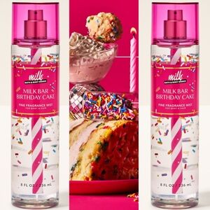 Bath & Body Works Milk Bar Birthday Cake Fragrance Body Mist 8oz Set of 2 NEW